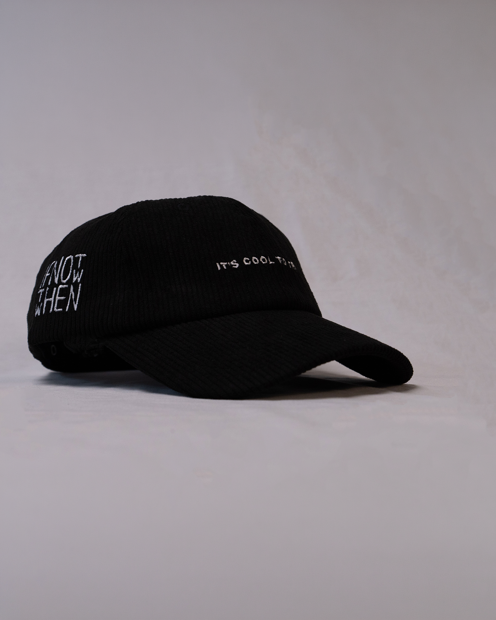 Black Corduroy 5 Panel Hat